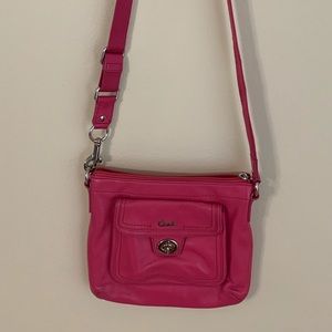 Hot pink leather Coach crossbody